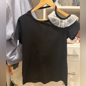 Pinko Black Tee with White Ruffle Detail and chic back